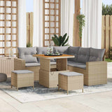 vidaXL Tuinbank Set 8 pcs Zwart poly rattan