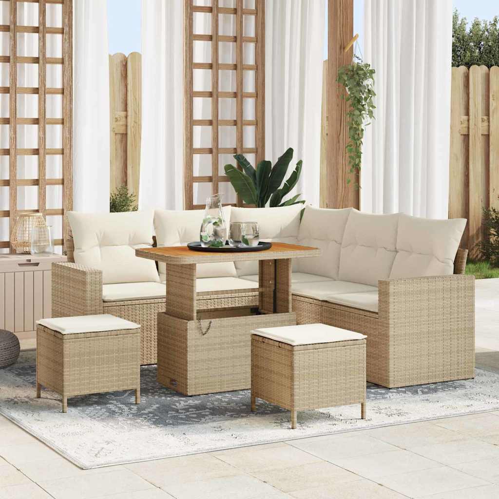 vidaXL Tuinbank Set 8 pcs Zwart poly rattan