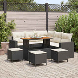 vidaXL Tuinbank Set 8 pcs Zwart poly rattan