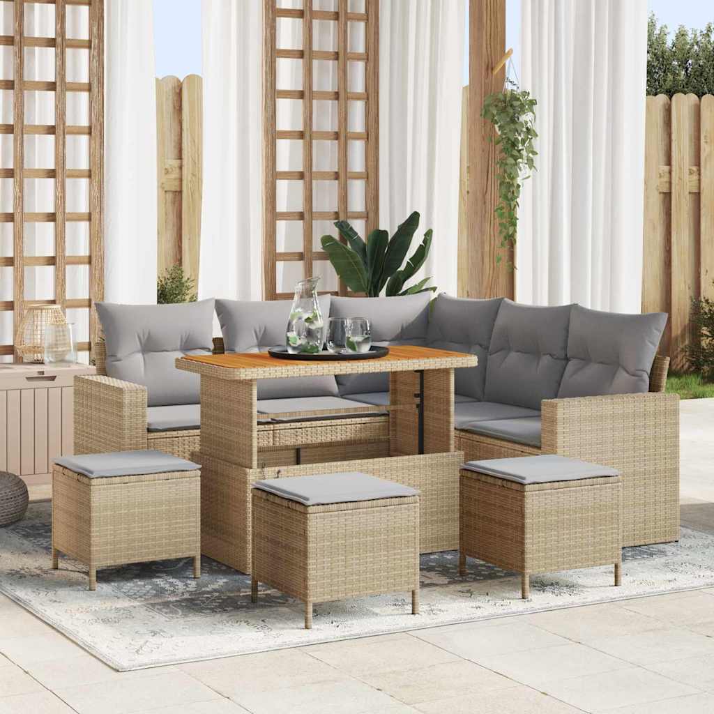 vidaXL Tuinbank Set 8 pcs Zwart poly rattan