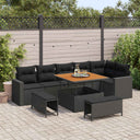vidaXL Tuinbank Set 9 pcs Zwart poly rattan