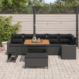 vidaXL Tuinbank Set 9 pcs Zwart poly rattan