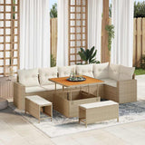 vidaXL Tuinbank Set 9 pcs Zwart poly rattan