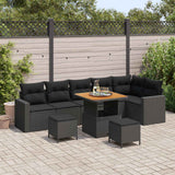 vidaXL Tuinbank Set 9 pcs Zwart poly rattan