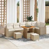 vidaXL Tuinbank Set 9 pcs Zwart poly rattan