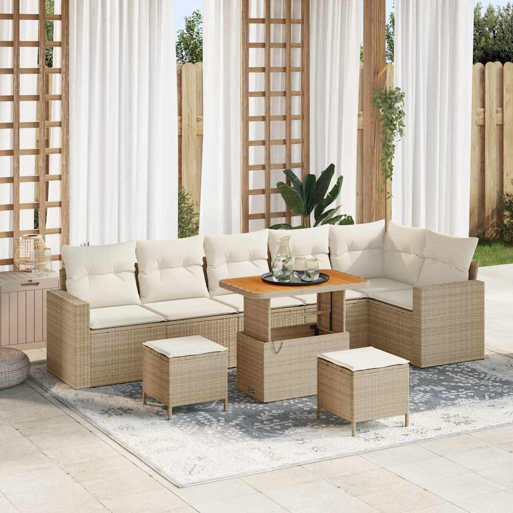vidaXL Tuinbank Set 9 pcs Zwart poly rattan
