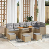 vidaXL Tuinbank Set 9 pcs Zwart poly rattan