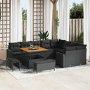 vidaXL Tuinbank Set 12 pcs Zwart poly rattan