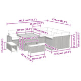 vidaXL Tuinbank Set 12 pcs Zwart poly rattan