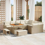 vidaXL Tuinbank Set 12 pcs Zwart poly rattan