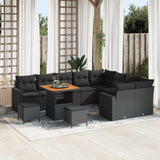 vidaXL Tuinbank Set 12 pcs Zwart poly rattan