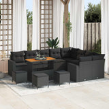 vidaXL Tuinbank Set 12 pcs Zwart poly rattan