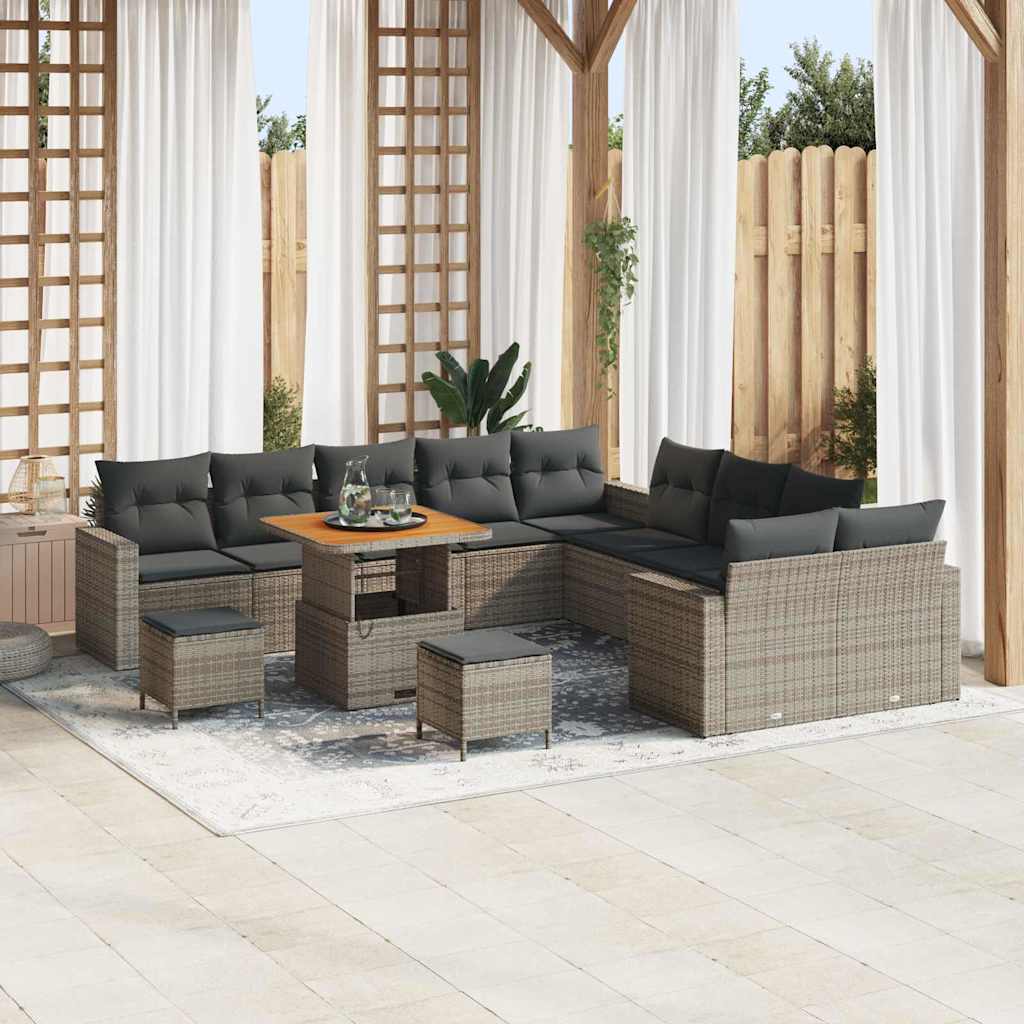 vidaXL Garden Sofa Set 13 pcs Black poly rattan