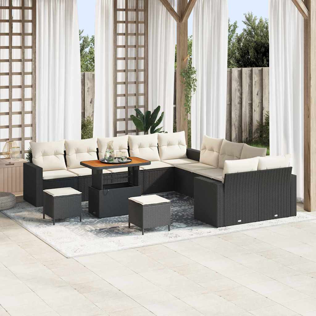 vidaXL Garden Sofa Set 13 pcs Black poly rattan