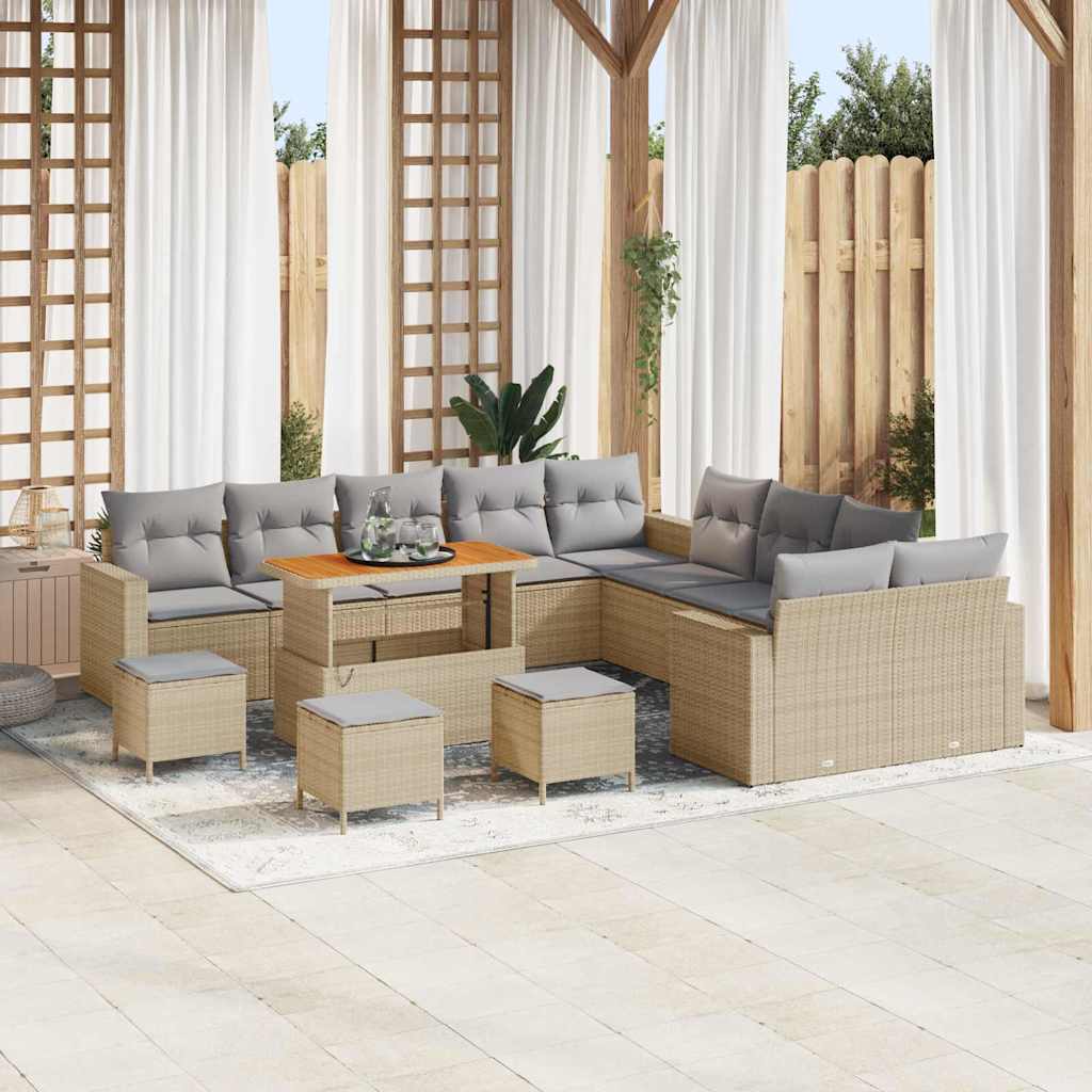 vidaXL Garden Sofa Set 13 pcs Black poly rattan