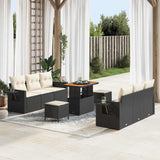 vidaXL Tuinbank Set met kussen 9 pcs Zwart poly rattan