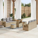 vidaXL Tuinbank Set met kussen 9 pcs Zwart poly rattan