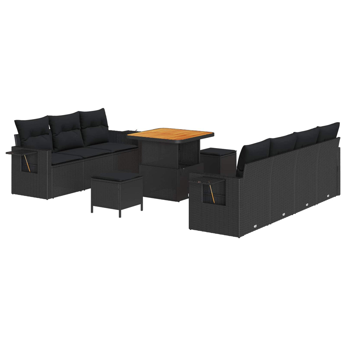 vidaXL Garden Sofa Set 10 pcs Black poly rattan