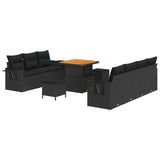 vidaXL Garden Sofa Set 10 pcs Black poly rattan