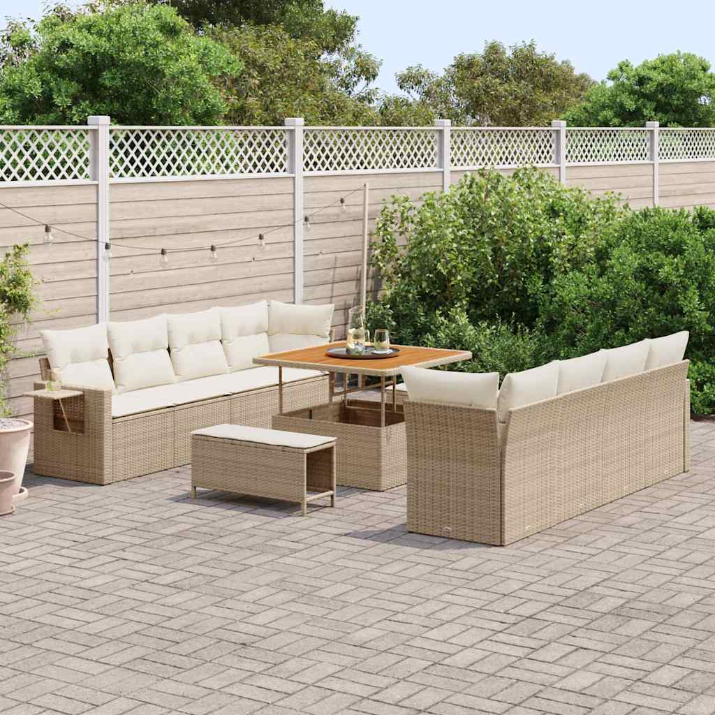 vidaXL Tuinbank Set met opslag 11 pcs Zwart Poly rattan