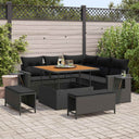 vidaXL Garden Sofa Set with cushions 8 pcs Black poly rattan