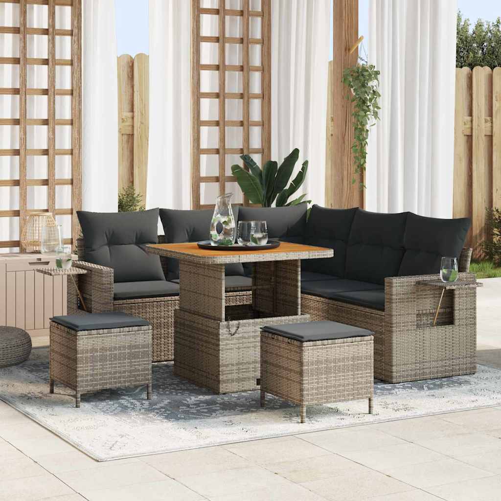 vidaXL Garden Sofa Set with cushions 8 pcs Black poly rattan
