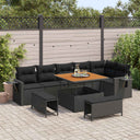 vidaXL Tuinbank Set 9 pcs Zwart poly rattan