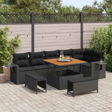 vidaXL Tuinbank Set 9 pcs Zwart poly rattan