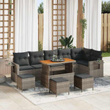 vidaXL Tuinbank Set 9 pcs Zwart poly rattan