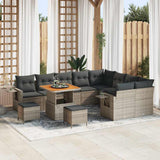 vidaXL Tuinbank Set 12 pcs Zwart poly rattan