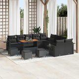 vidaXL Tuinbank Set 13 pcs Zwart poly rattan