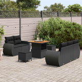 vidaXL Tuinbank Set 8 pcs Zwart poly rattan