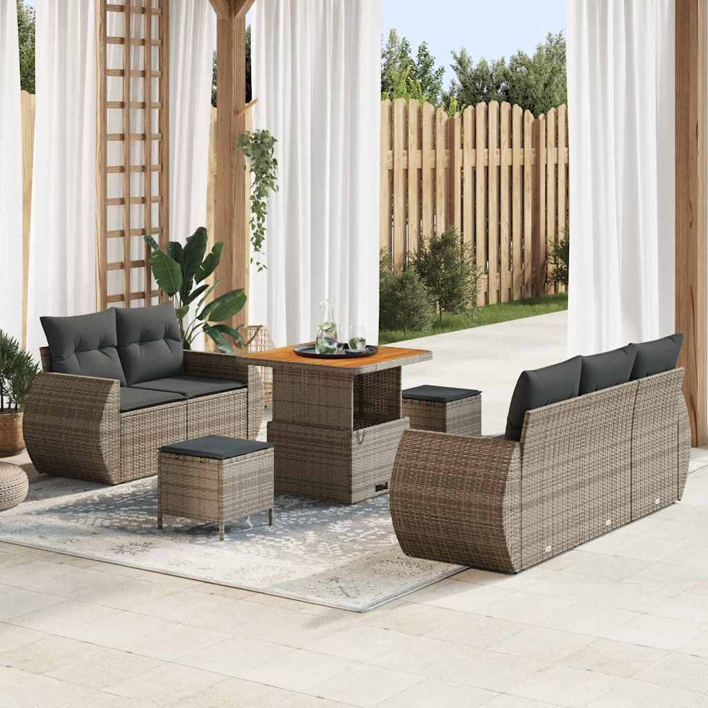 vidaXL Tuinbank Set 8 pcs Zwart poly rattan