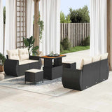 vidaXL Tuinbank Set 8 pcs Zwart poly rattan
