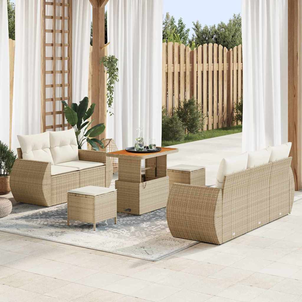 vidaXL Tuinbank Set 8 pcs Zwart poly rattan