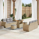 vidaXL Tuinbank Set met kussen met opslag 9 pcs Zwart poly rattan