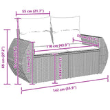 vidaXL Tuinbank Set 10 pcs Zwart poly rattan