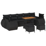 vidaXL Tuinbank Set 10 pcs Zwart poly rattan