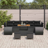 vidaXL Tuinbank Set 10 pcs Zwart poly rattan