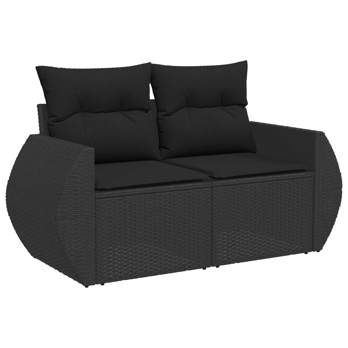 vidaXL Tuinbank Set 10 pcs Zwart poly rattan