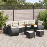 vidaXL Tuinbank Set 10 pcs Zwart poly rattan