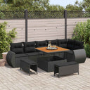 vidaXL Tuinbank Set 9 pcs Zwart poly rattan