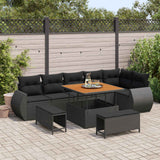 vidaXL Tuinbank Set 9 pcs Zwart poly rattan