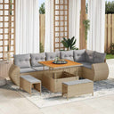 vidaXL Tuinbank Set 9 pcs Zwart poly rattan