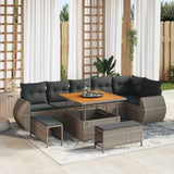 vidaXL Tuinbank Set 9 pcs Zwart poly rattan
