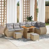 vidaXL Tuinbank Set 9 pcs Zwart poly rattan