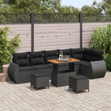 vidaXL Tuinbank Set 9 pcs Zwart poly rattan