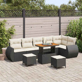 vidaXL Tuinbank Set 9 pcs Zwart poly rattan