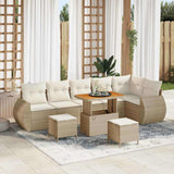 vidaXL Tuinbank Set 9 pcs Zwart poly rattan