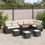 vidaXL Tuinbank Set 9 pcs Zwart poly rattan